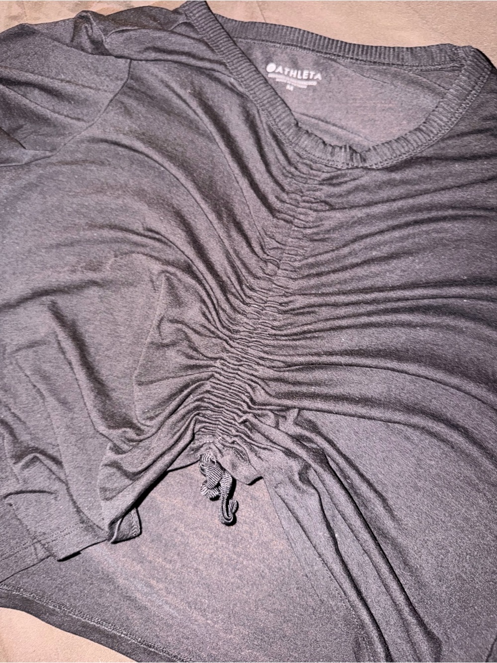 Athleta Black Ruched Drawstring Crop Top - Picture 3 of 3